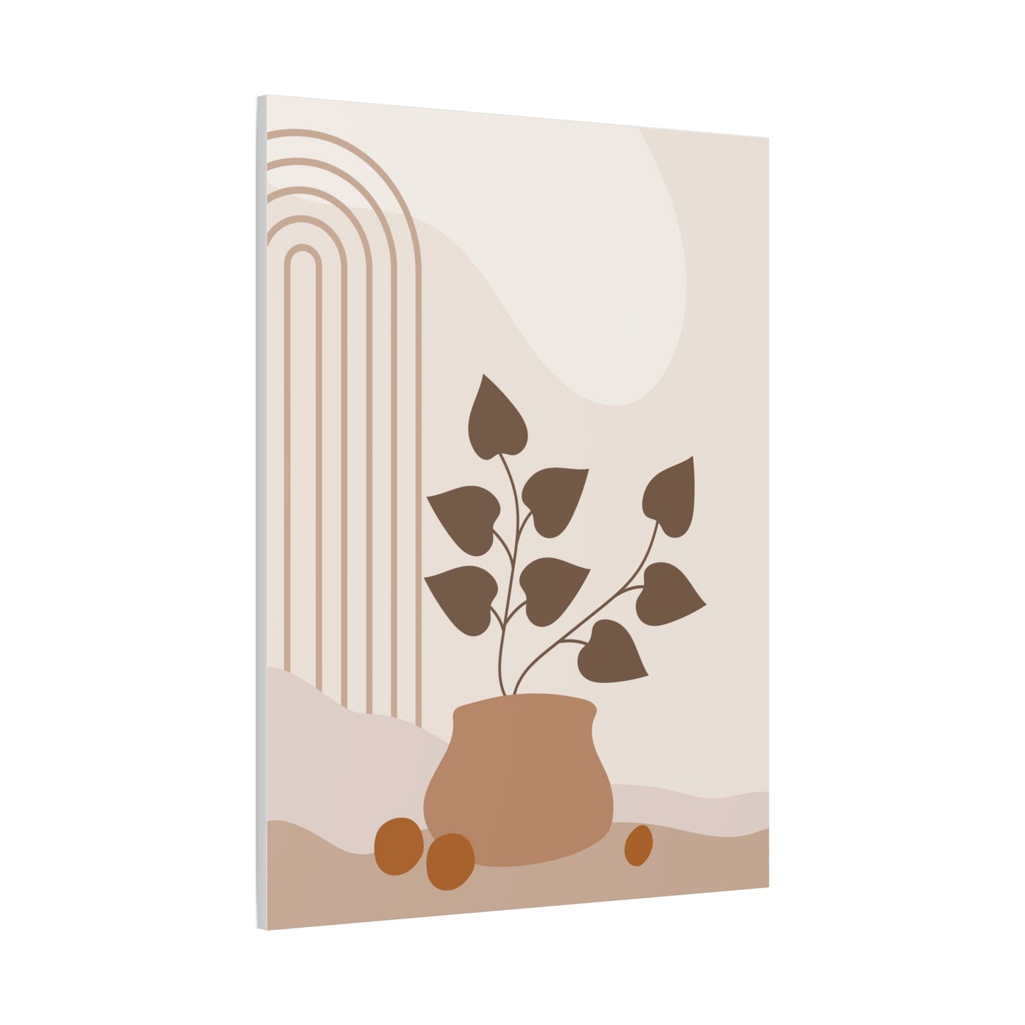 Brown View Wall Art Set 1.3 - Matte Canvas Decor with Minimalist Leaf Design