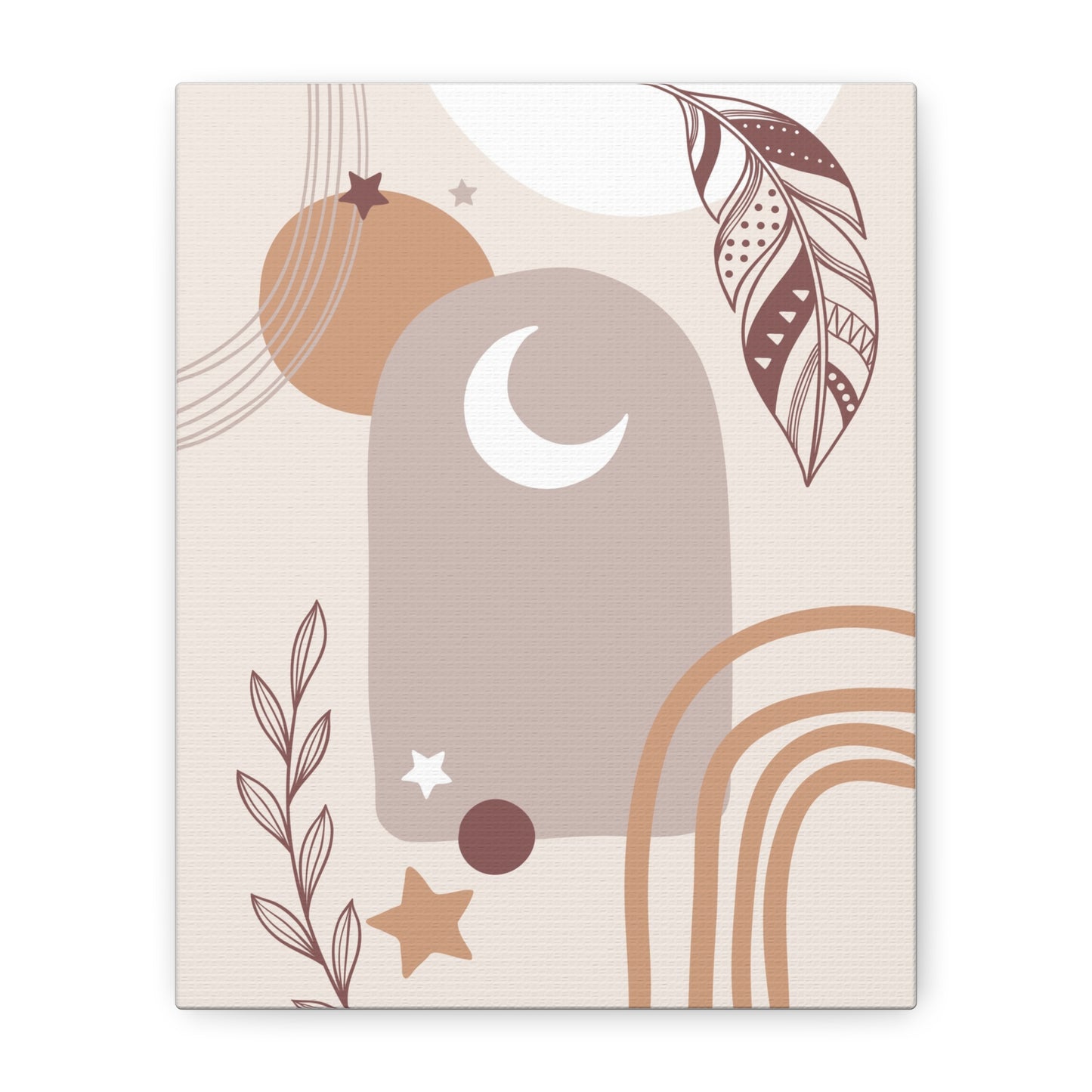Sunset Botanica Art 1.2 - Matte Canvas Decor with Minimalist Leaf Design