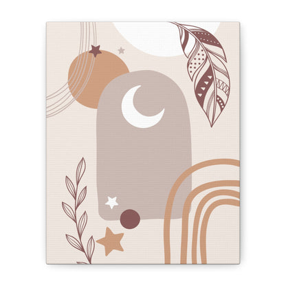 Sunset Botanica Art 1.2 - Matte Canvas Decor with Minimalist Leaf Design