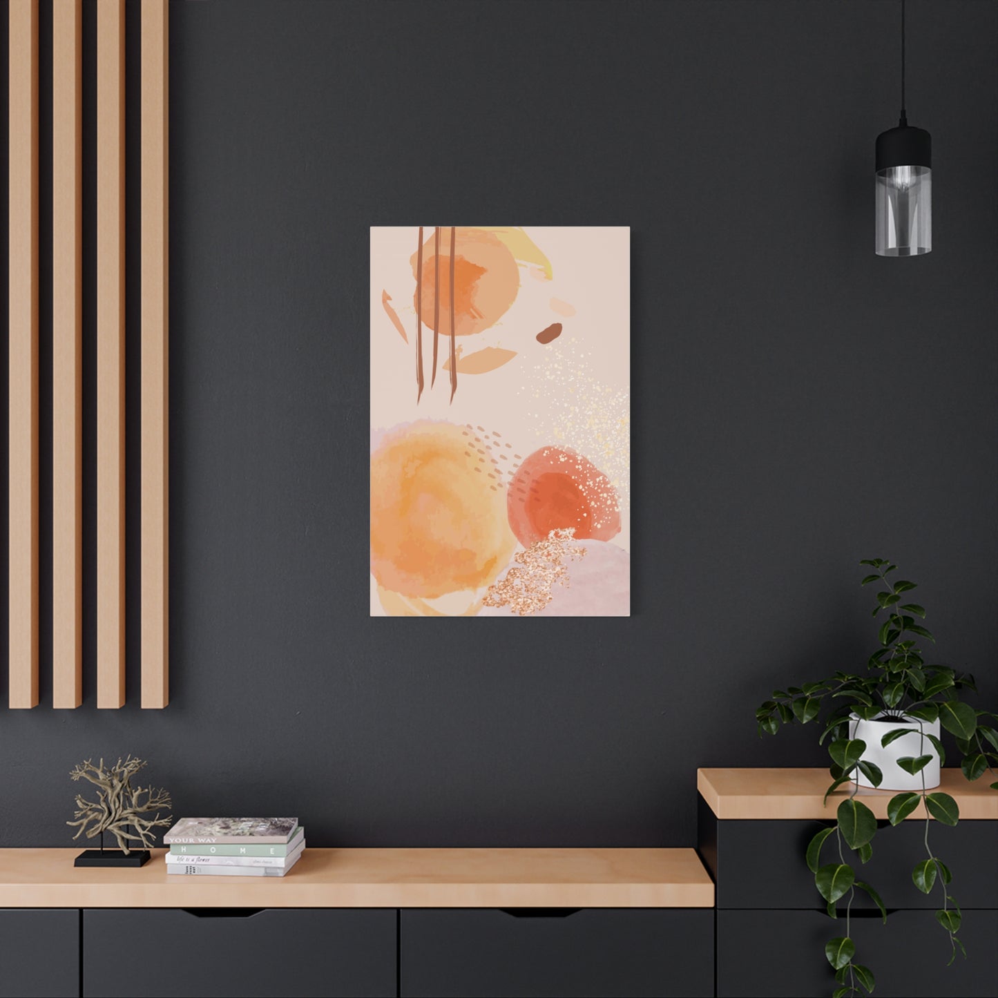 Sunlit Spark Art Set 1.3 - Matte Canvas Decor with Minimalist Leaf Design