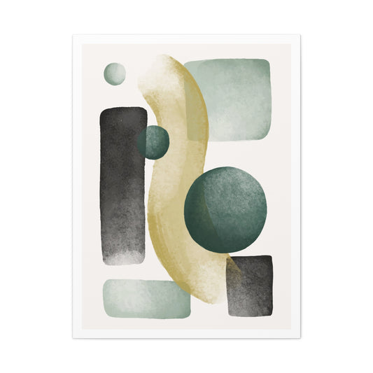 Army Green Art Set 1.2 - Matte Canvas Decor with Minimalist Leaf Design