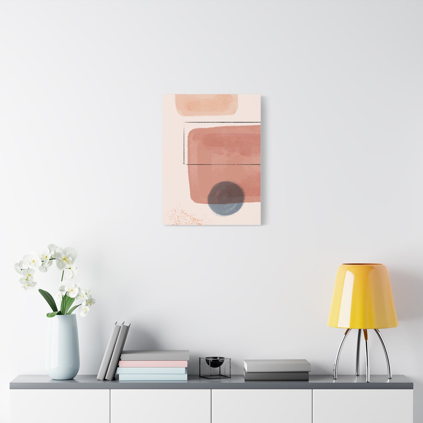 Pink Water Minimal Art Set 1.2 - Matte Canvas Decor with Minimalist Leaf Design
