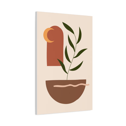 Petal Village Art 1.3 - Matte Canvas Decor with Minimalist Leaf Design