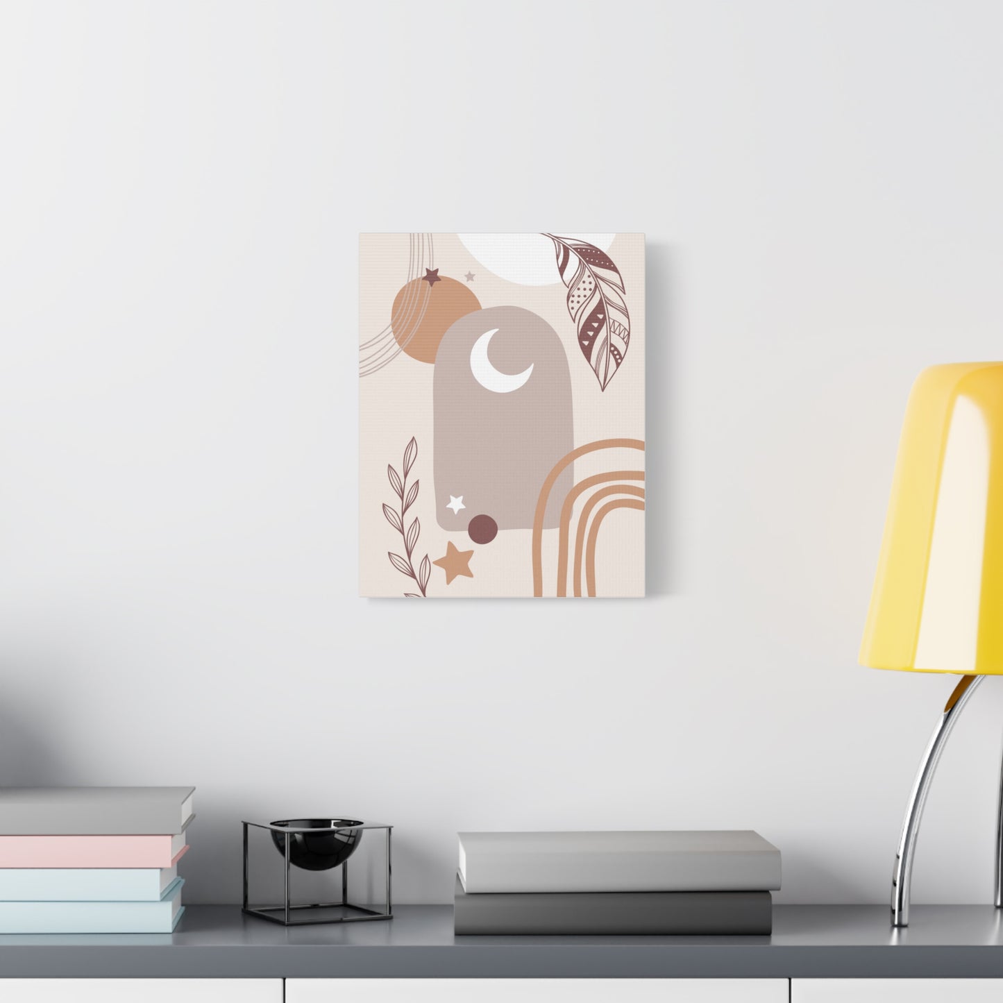 Sunset Botanica Art 1.2 - Matte Canvas Decor with Minimalist Leaf Design