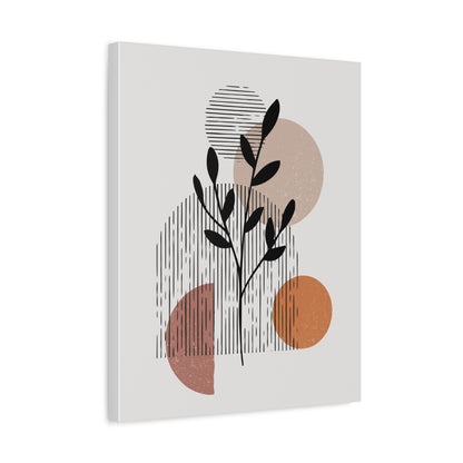 Orange Tone Flower Art Set 1.2 - Matte Canvas Decor with Minimalist Leaf Design