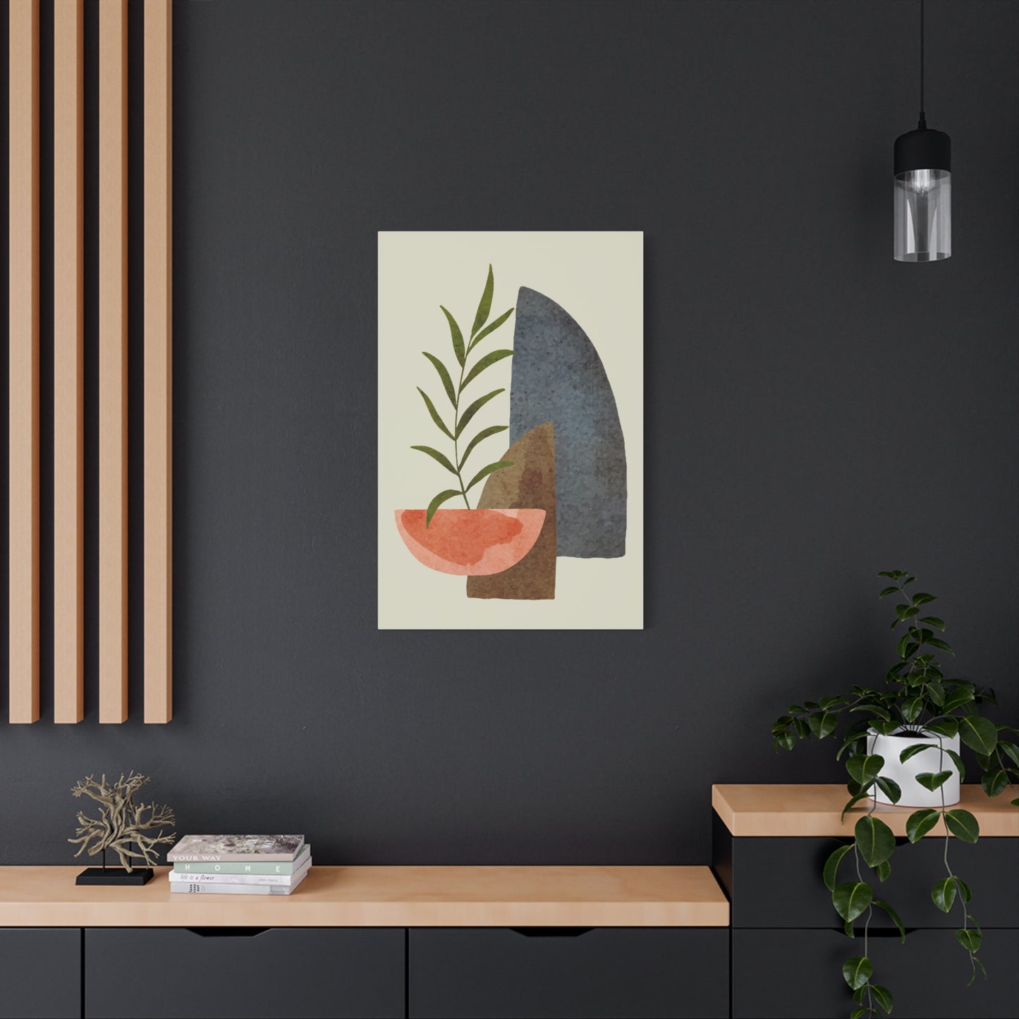 Flower Wall Art Set 1.1 - Matte Canvas Decor with Minimalist Leaf Design