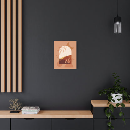 Abstract Terracotta Botanical Art Set 1.3 - Matte Canvas Decor with Minimalist Leaf Design