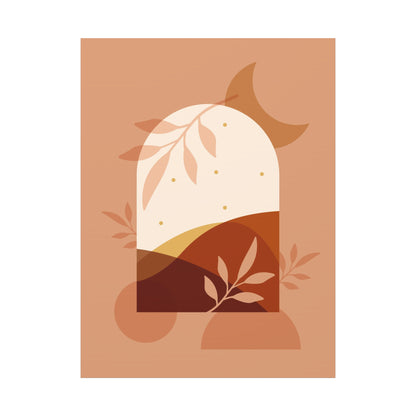Abstract Terracotta Botanical Art Set 1.3 - Matte Canvas Decor with Minimalist Leaf Design