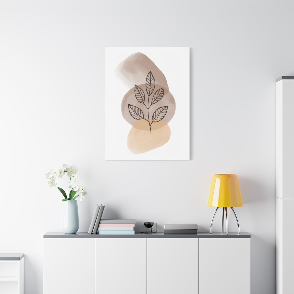 Brown Botanical Wall Art Set 1.2 - Matte Canvas Decor with Minimalist Leaf Design
