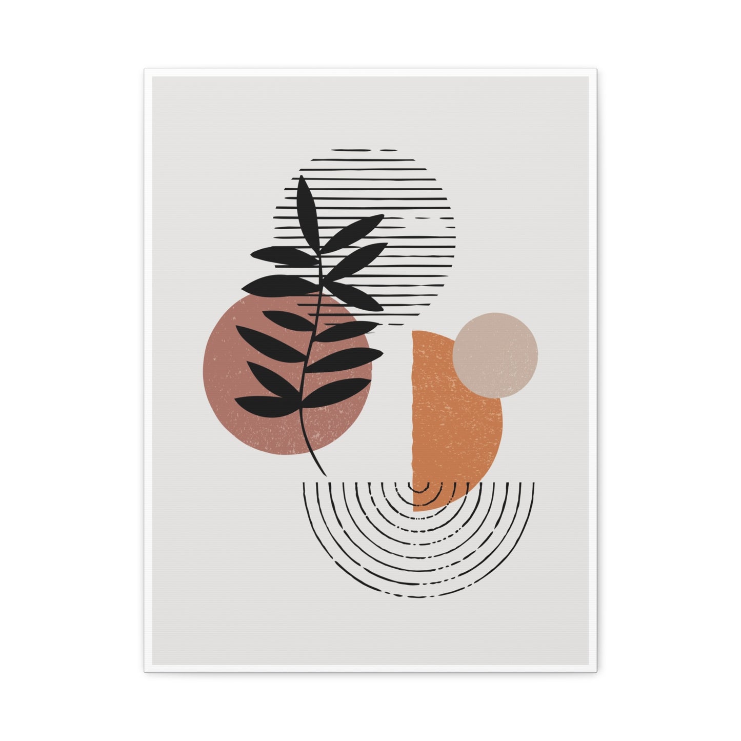 Orange Tone Flower Art Set 1.3 - Matte Canvas Decor with Minimalist Leaf Design