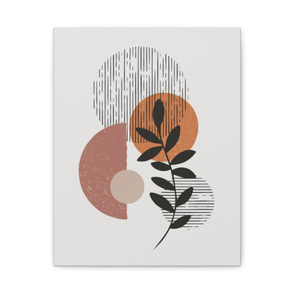 Orange Tone Flower Art Set 1.1 - Matte Canvas Decor with Minimalist Leaf Design