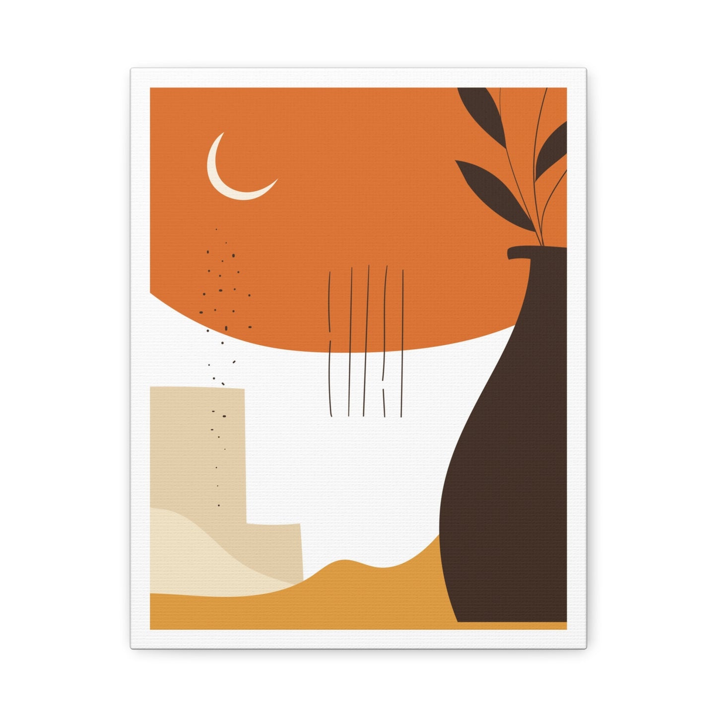 Lunar Bloom Art Set 1.3 - Matte Canvas Decor with Minimalist Leaf Design