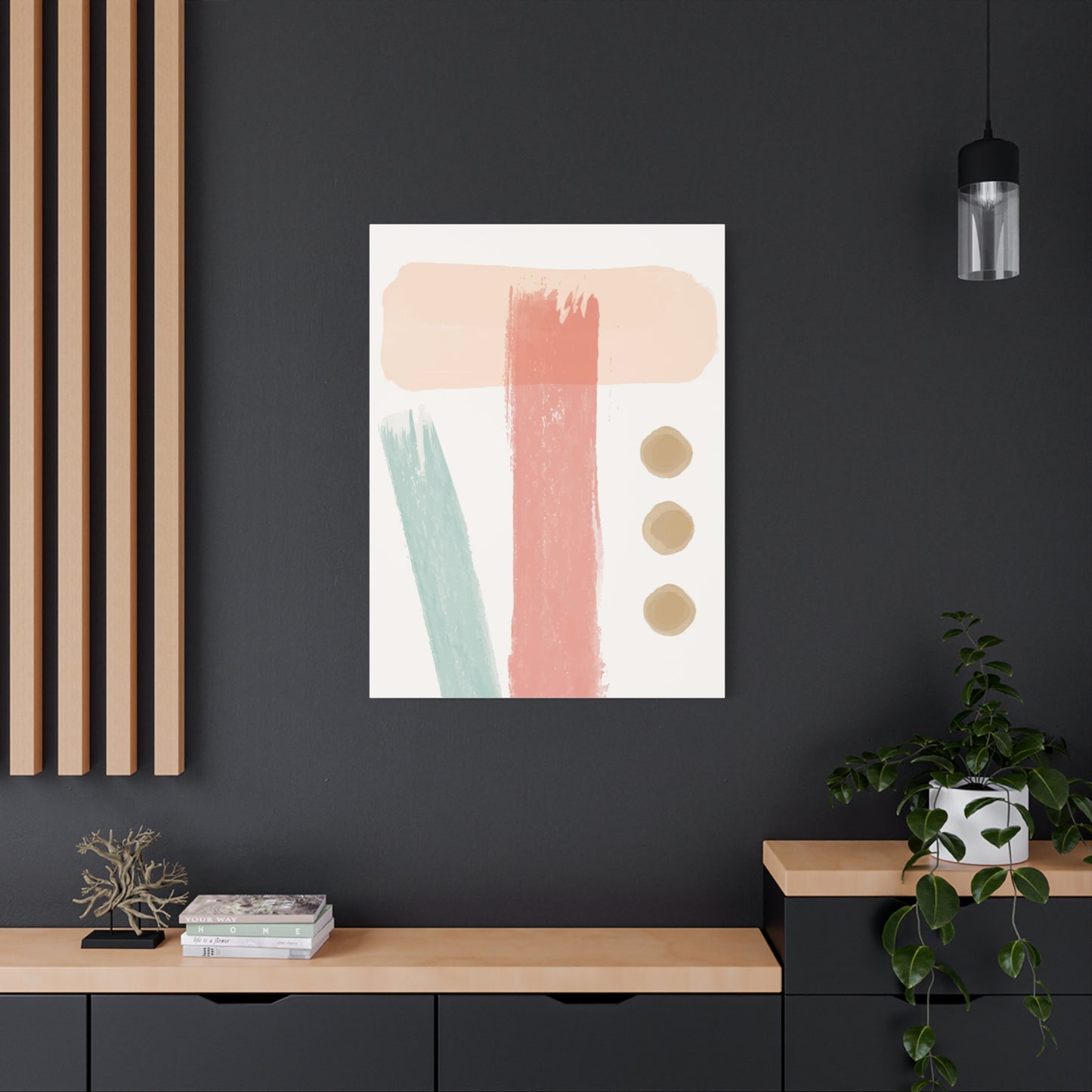 Pastel Pulse Art Set 1.3 - Matte Canvas Decor with Minimalist Leaf Design