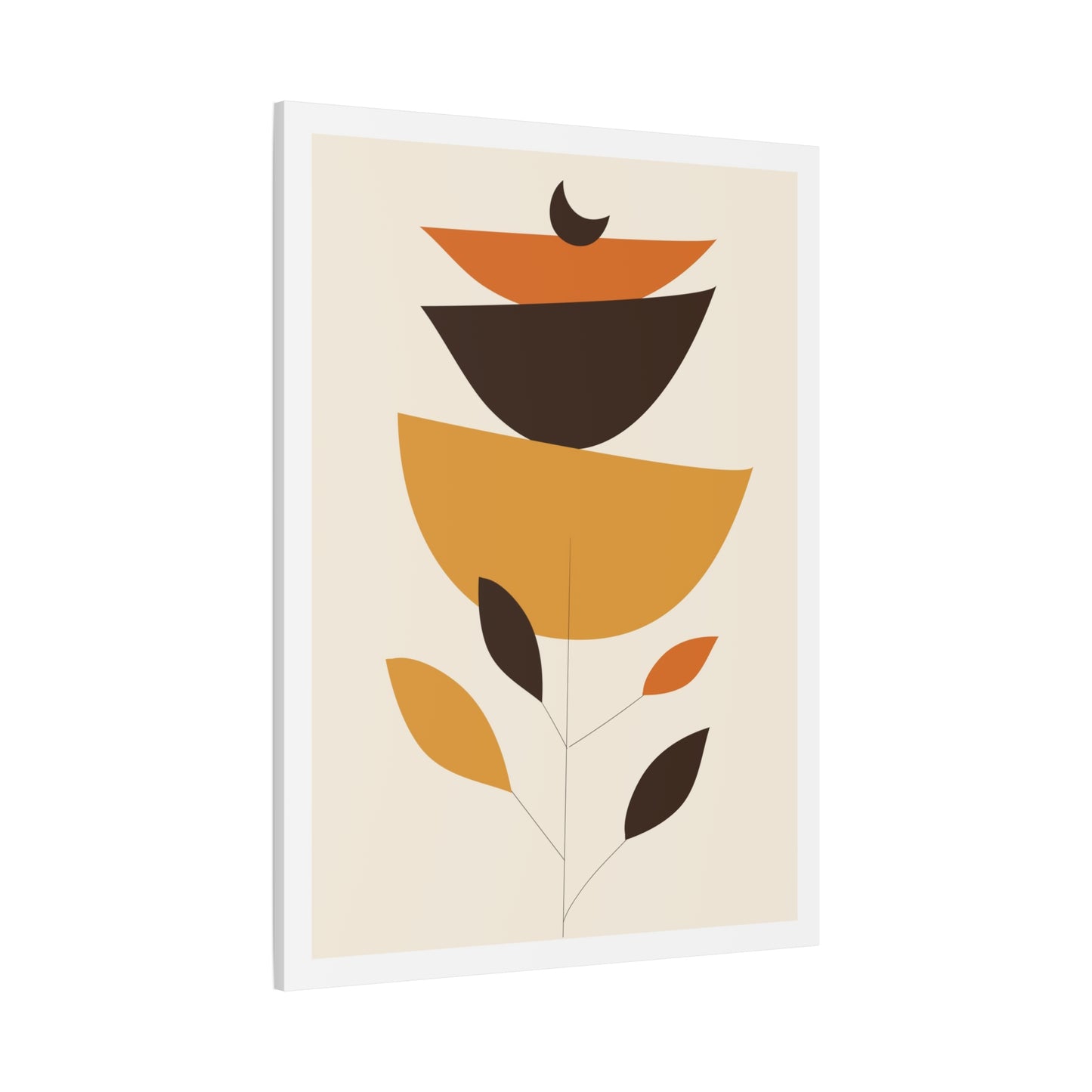 Lunar Bloom Art Set 1.2 - Matte Canvas Decor with Minimalist Leaf Design