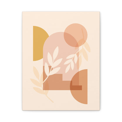Abstract Terracotta Botanical Art Set 1.1 - Matte Canvas Decor with Minimalist Leaf Design