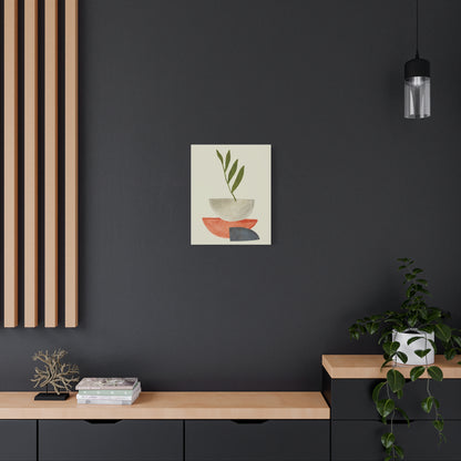 Flower Wall Art Set 1.3 - Matte Canvas Decor with Minimalist Leaf Design
