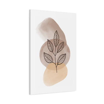 Brown Modern Botanical Wall Art Set 1.2 - Matte Canvas Decor with Minimalist Leaf Design