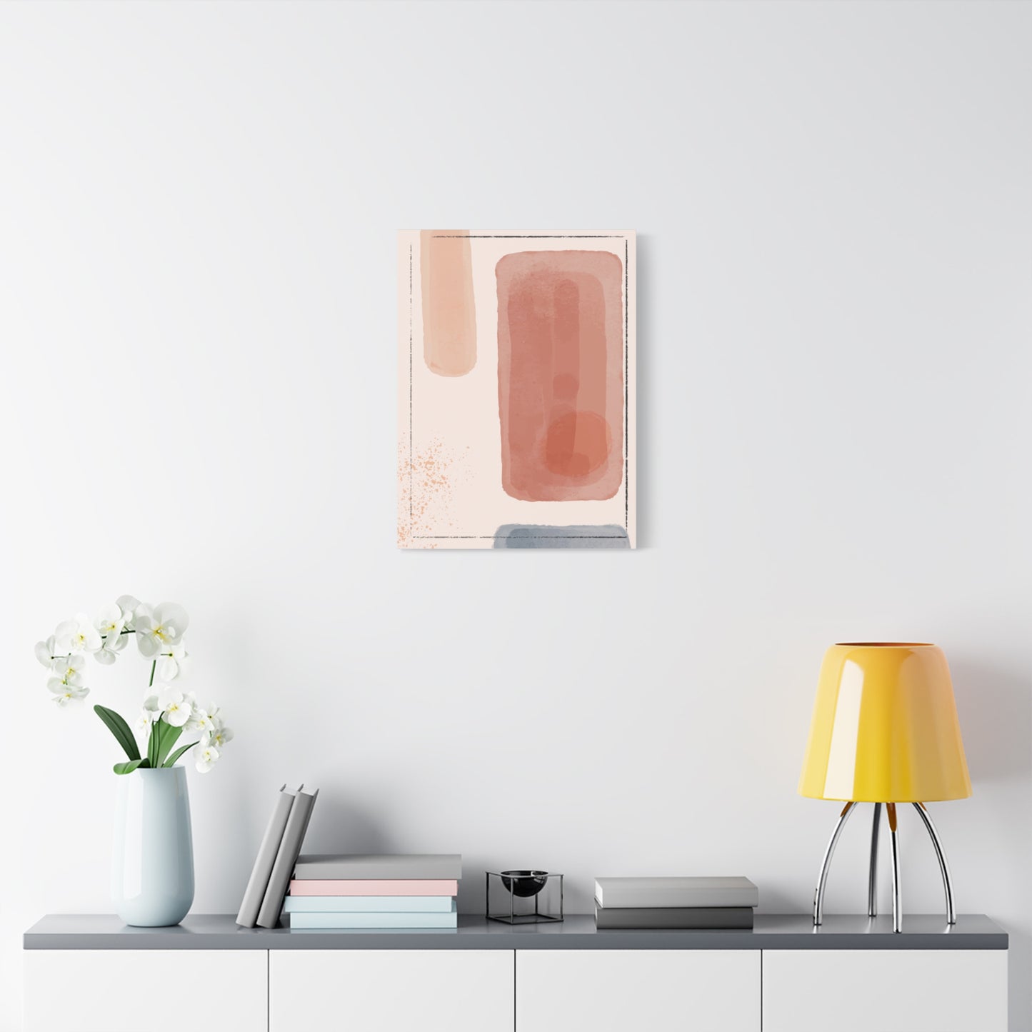 Pink Water Minimal Art Set 1.3 - Matte Canvas Decor with Minimalist Leaf Design