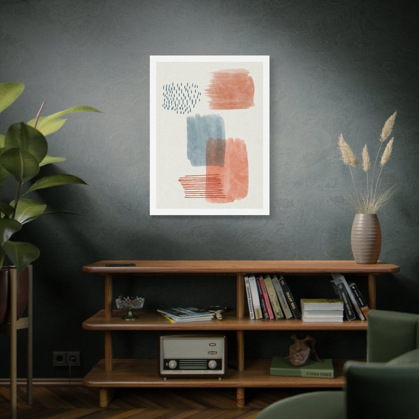 Wander Brush Art 1.3 - Matte Canvas Decor with Minimalist Leaf Design