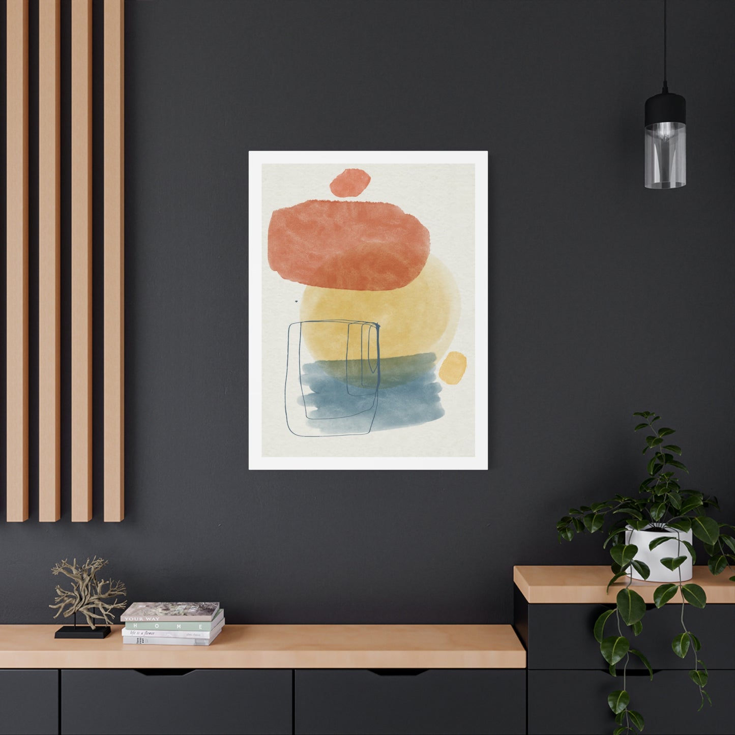 Wander Brush Art 1.1 - Matte Canvas Decor with Minimalist Leaf Design