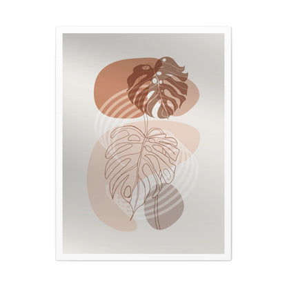 Brown Leaf Wall Painting Set 1.2 - Matte Canvas Decor with Minimalist Leaf Design