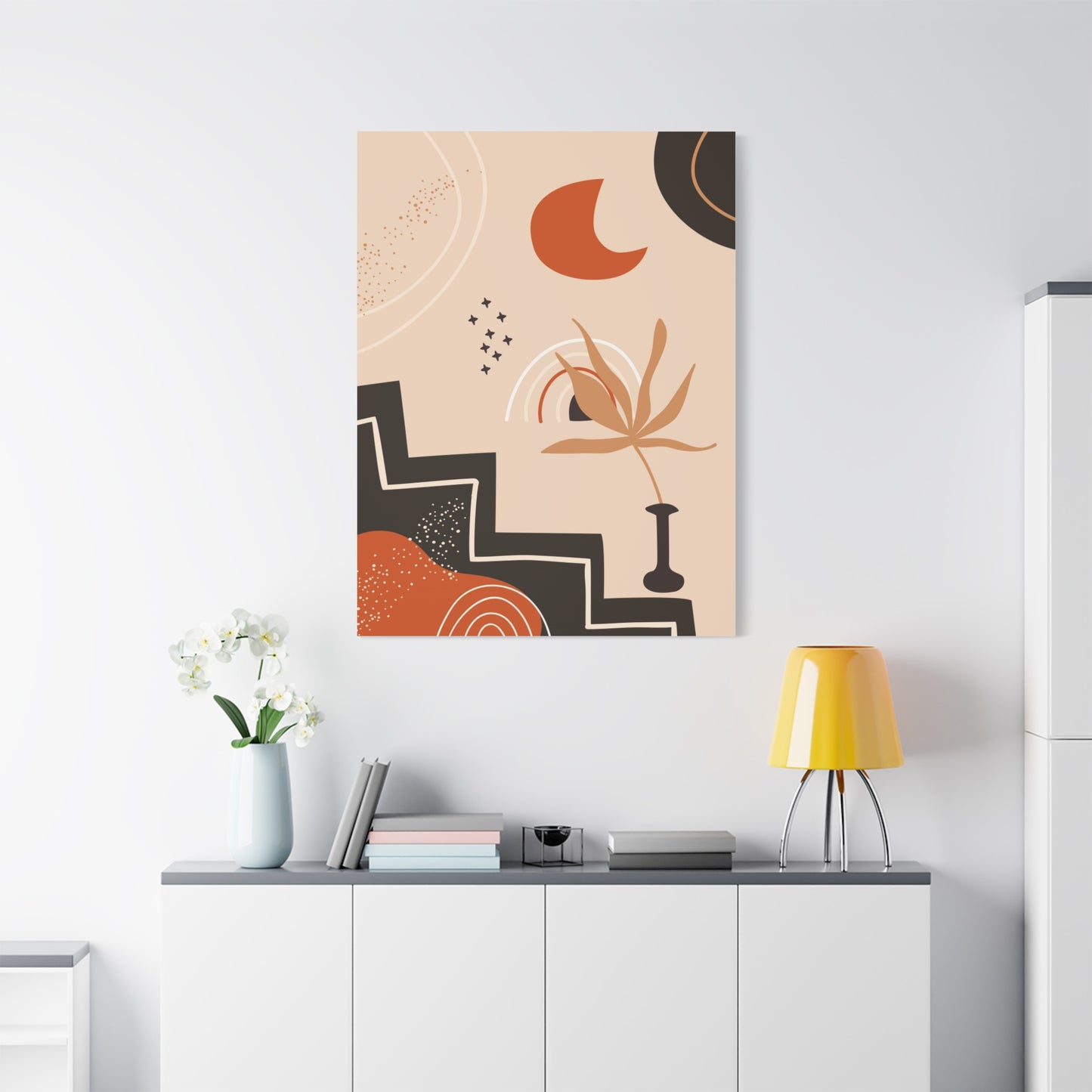 Boheme Luna  Art Set 1.2 - Matte Canvas Decor with Minimalist Leaf Design