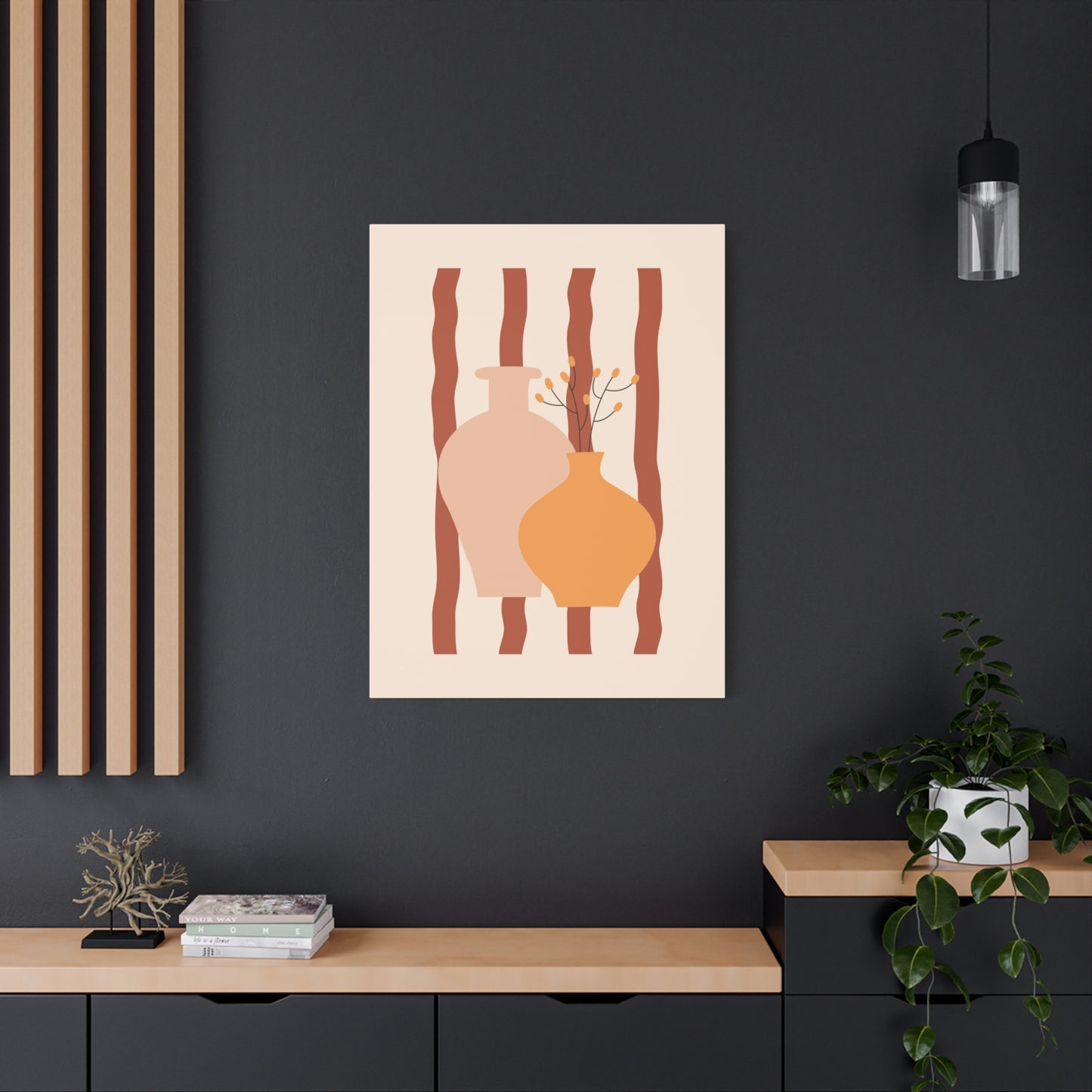 Petal Village Art 1.1 - Matte Canvas Decor with Minimalist Leaf Design