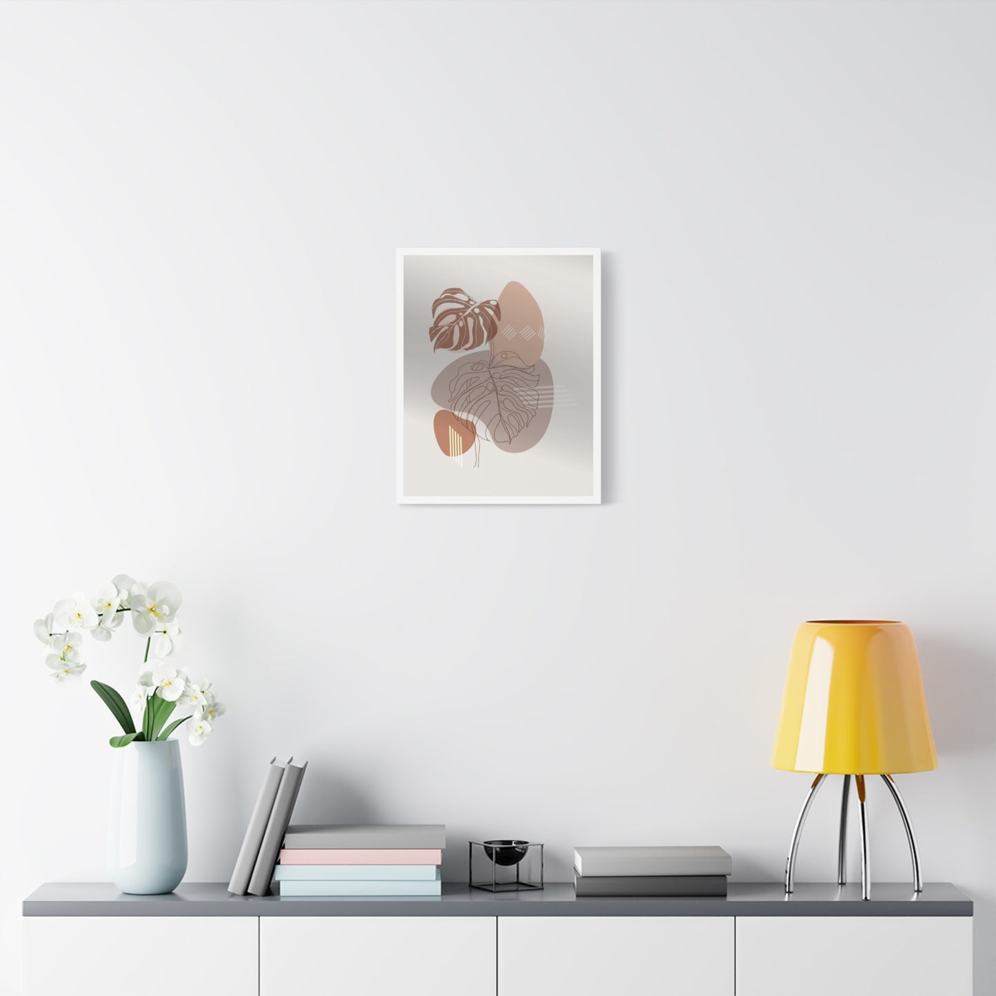 Brown Leaf Wall Painting Set 1.1 - Matte Canvas Decor with Minimalist Leaf Design