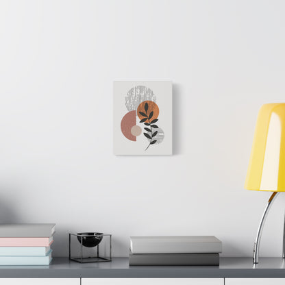 Orange Tone Flower Art Set 1.1 - Matte Canvas Decor with Minimalist Leaf Design