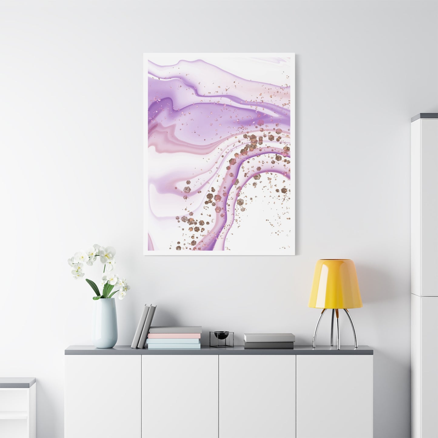 Blush Pink Marble Wall Art Set 1.3 - Matte Canvas Decor with Minimalist Leaf Design