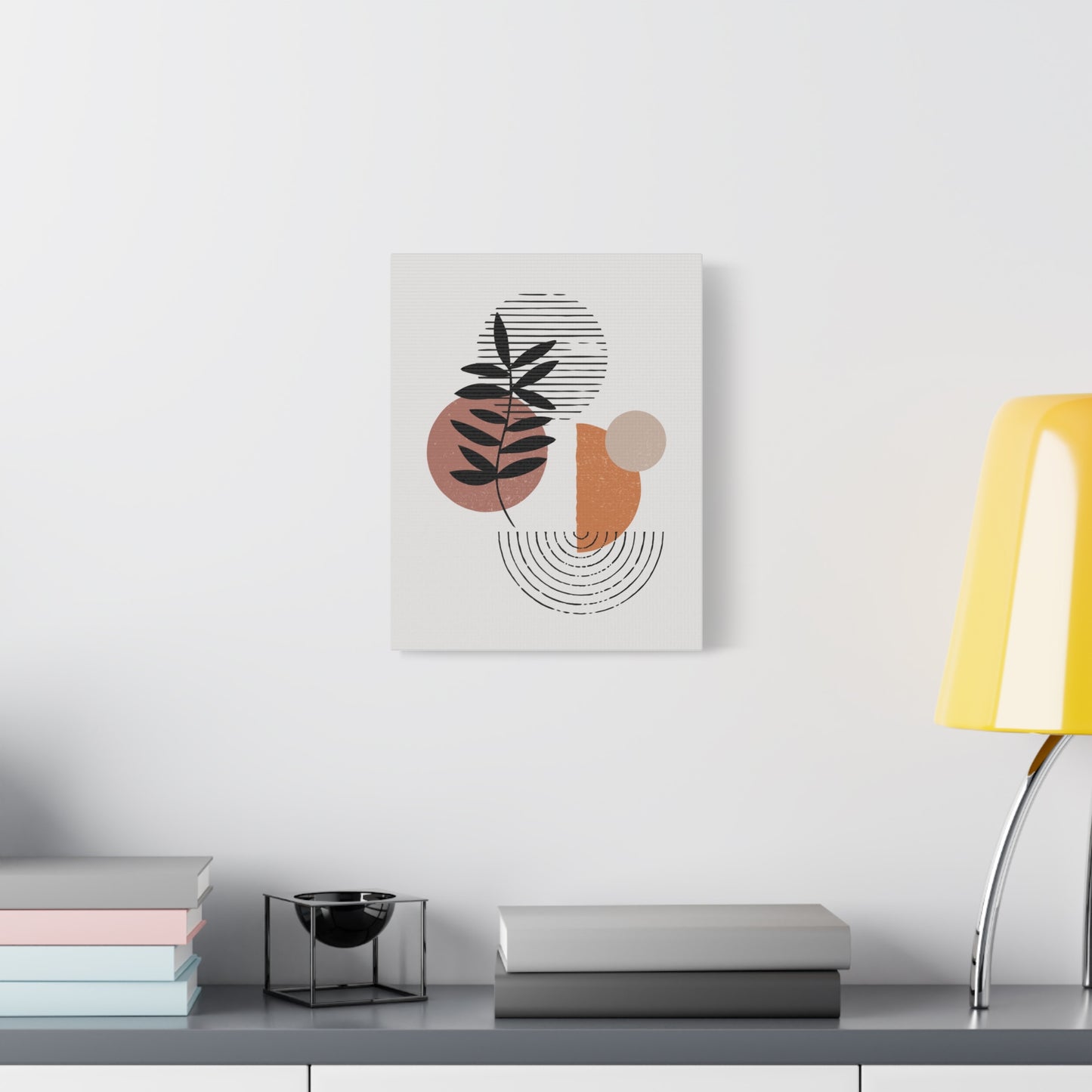 Orange Tone Flower Art Set 1.3 - Matte Canvas Decor with Minimalist Leaf Design