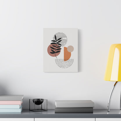 Orange Tone Flower Art Set 1.3 - Matte Canvas Decor with Minimalist Leaf Design