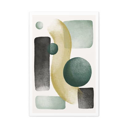 Army Green Art Set 1.2 - Matte Canvas Decor with Minimalist Leaf Design