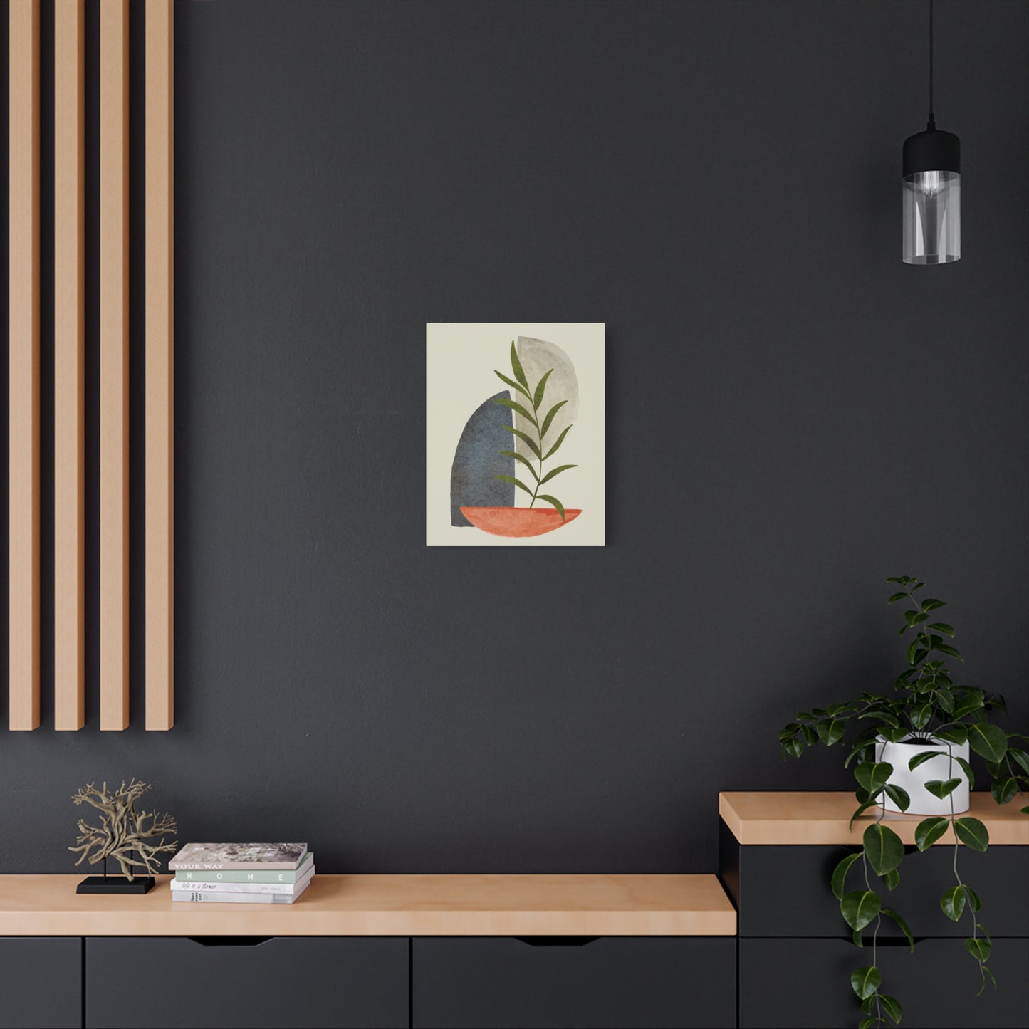 Flower Wall Art Set 1.2 - Matte Canvas Decor with Minimalist Leaf Design