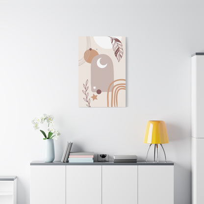 Sunset Botanica Art 1.2 - Matte Canvas Decor with Minimalist Leaf Design