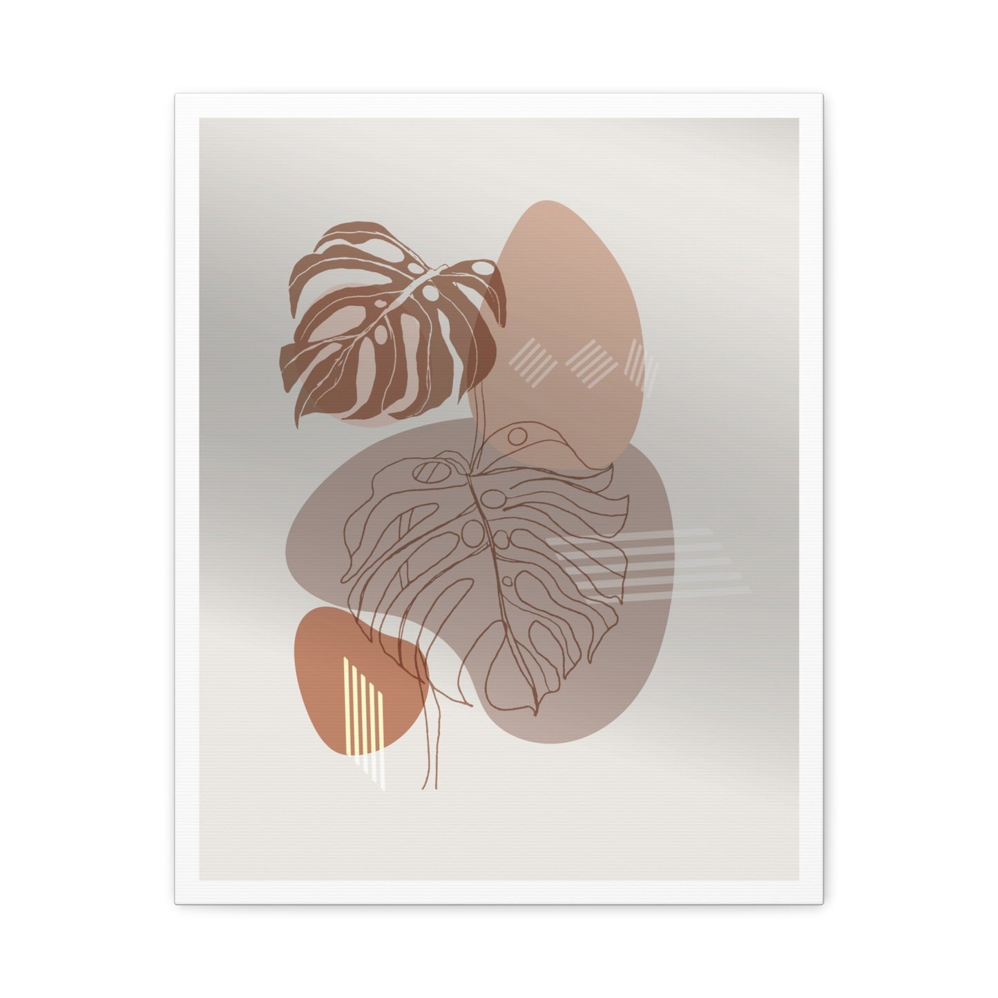 Brown Leaf Wall Painting Set 1.1 - Matte Canvas Decor with Minimalist Leaf Design