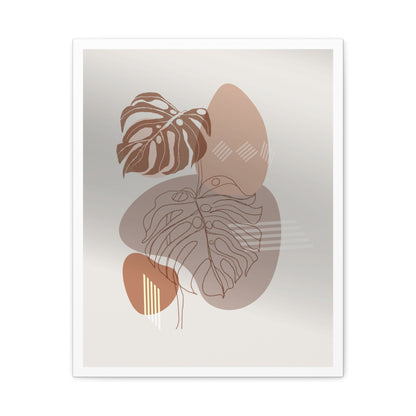 Brown Leaf Wall Painting Set 1.1 - Matte Canvas Decor with Minimalist Leaf Design