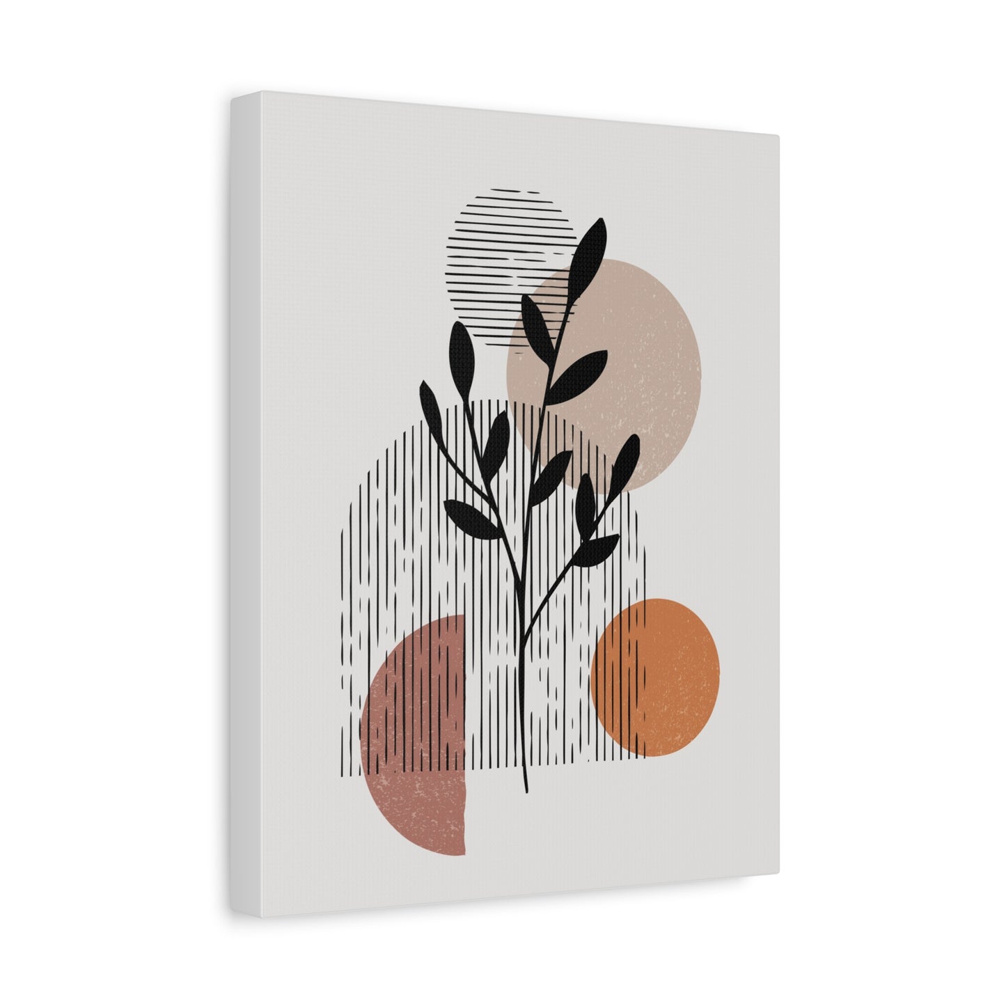 Orange Tone Flower Art Set 1.2 - Matte Canvas Decor with Minimalist Leaf Design