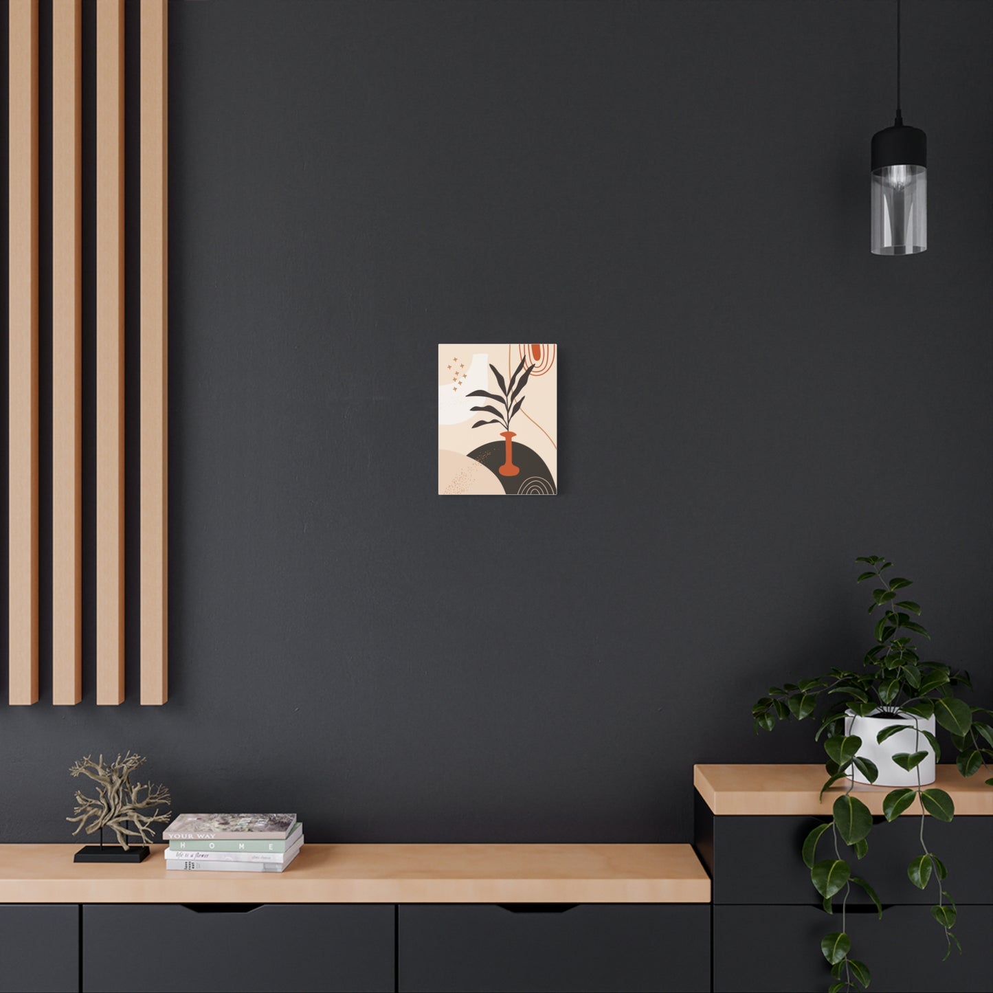 Boheme Luna  Art Set 1.1 - Matte Canvas Decor with Minimalist Leaf Design