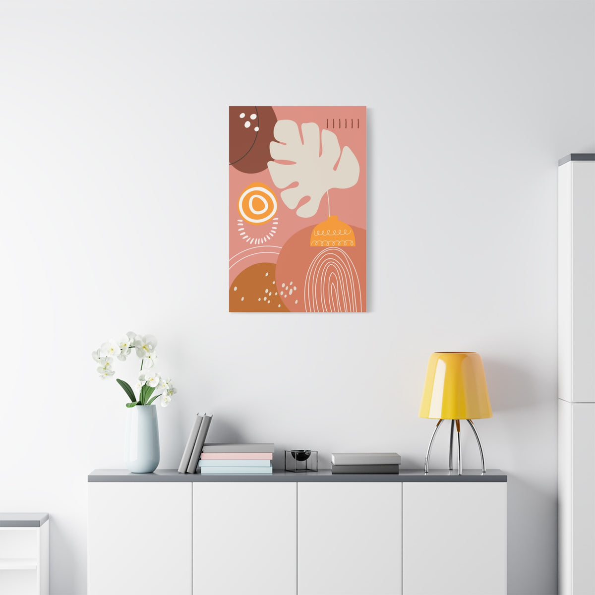 Wander Vase Art Set 1.3 - Matte Canvas Decor with Minimalist Leaf Design