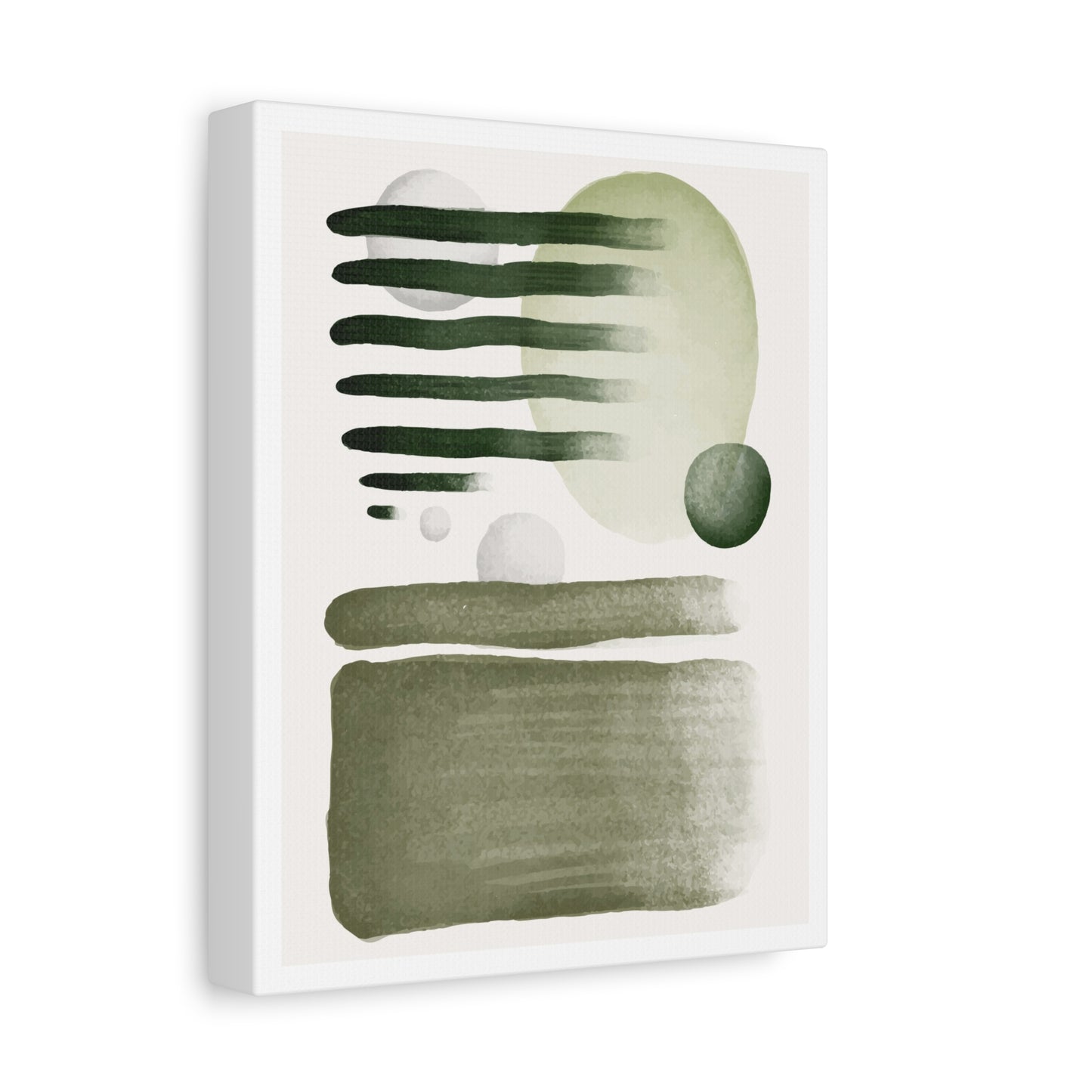 Olive Green Art Set 1.1 - Matte Canvas Decor with Minimalist Leaf Design