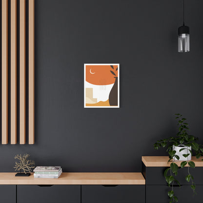 Lunar Bloom Art Set 1.3 - Matte Canvas Decor with Minimalist Leaf Design
