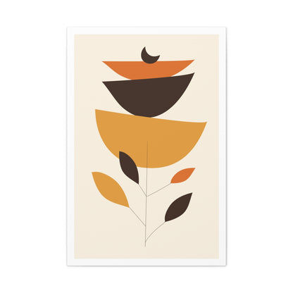 Lunar Bloom Art Set 1.2 - Matte Canvas Decor with Minimalist Leaf Design