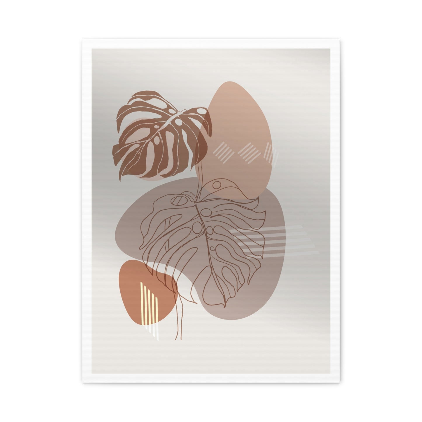 Brown Leaf Wall Painting Set 1.1 - Matte Canvas Decor with Minimalist Leaf Design
