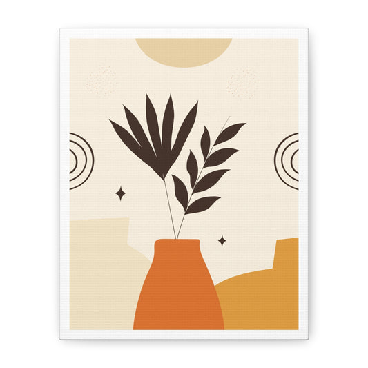 Lunar Bloom Art Set 1.1 - Matte Canvas Decor with Minimalist Leaf Design