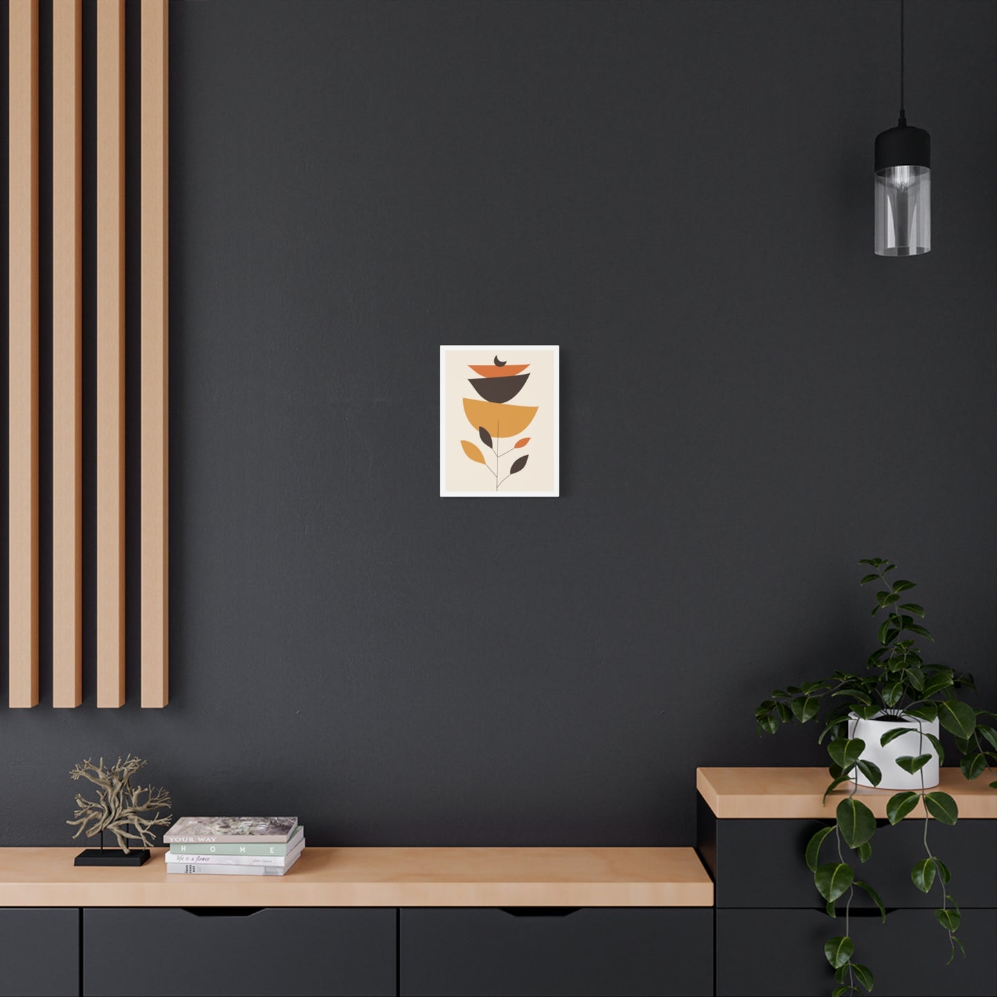 Lunar Bloom Art Set 1.2 - Matte Canvas Decor with Minimalist Leaf Design