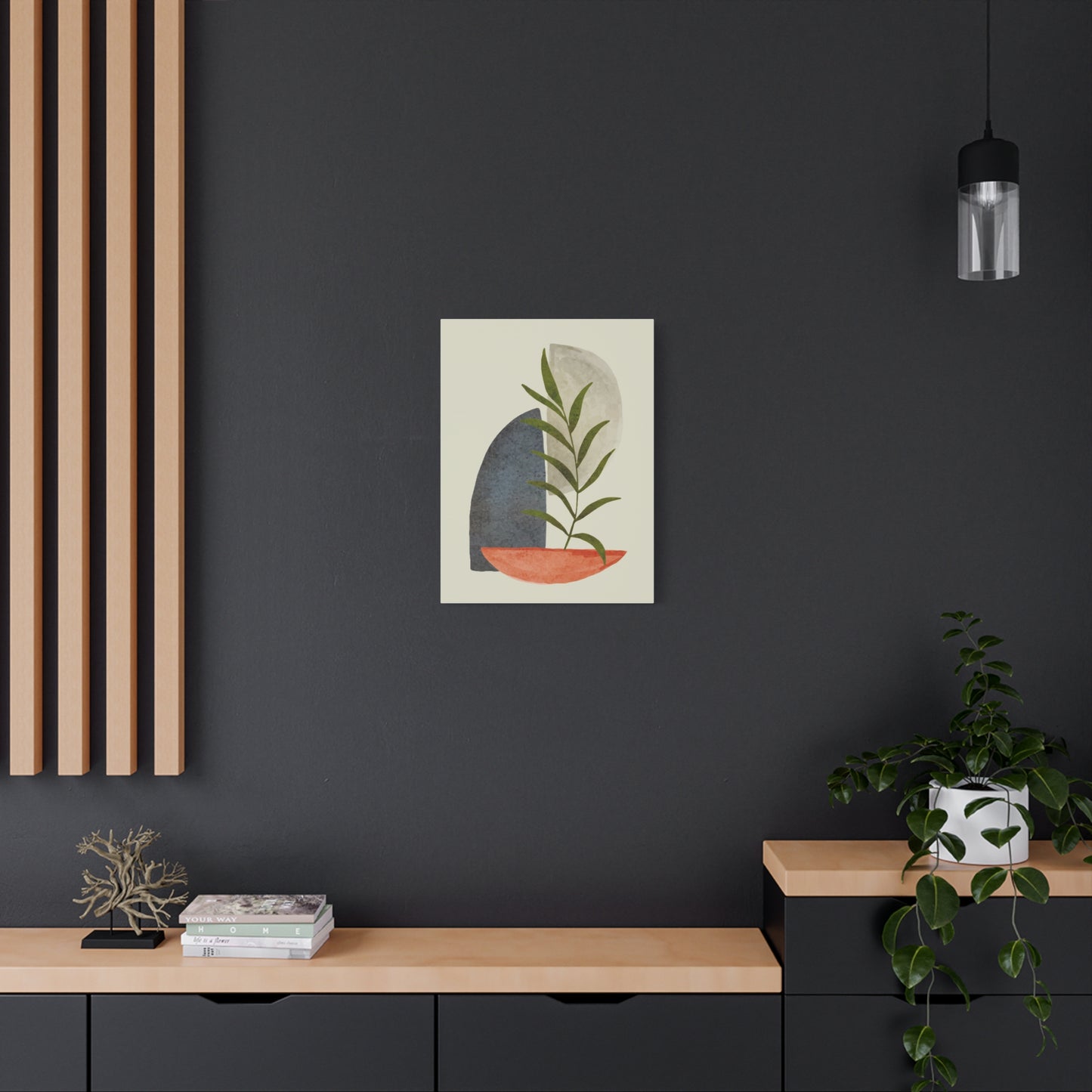 Flower Wall Art Set 1.2 - Matte Canvas Decor with Minimalist Leaf Design