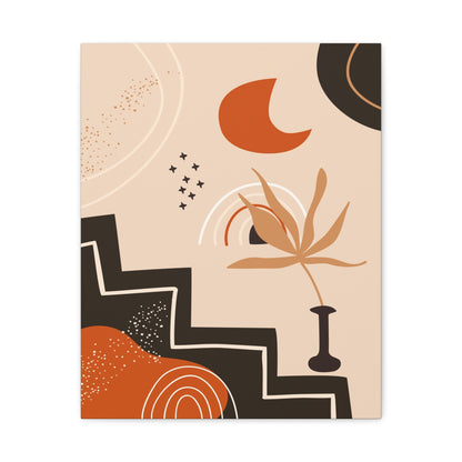 Boheme Luna  Art Set 1.2 - Matte Canvas Decor with Minimalist Leaf Design