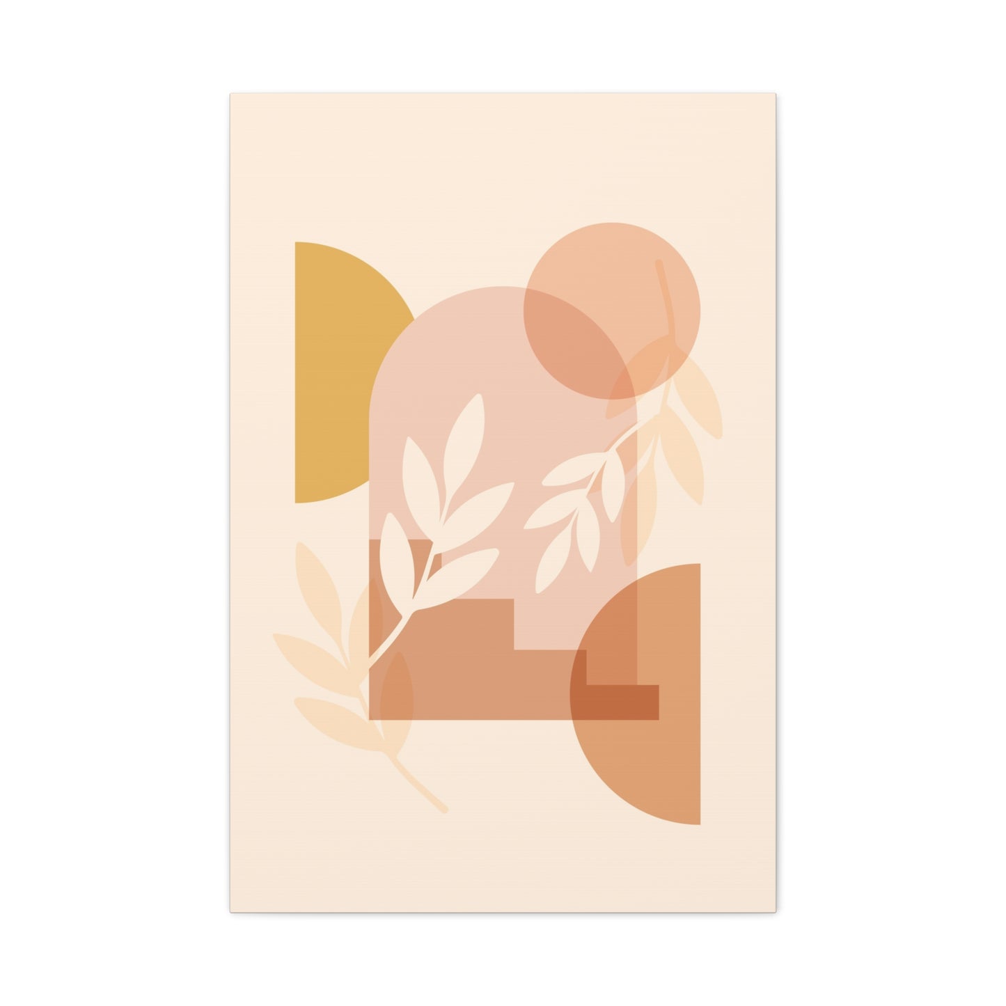 Abstract Terracotta Botanical Art Set 1.1 - Matte Canvas Decor with Minimalist Leaf Design