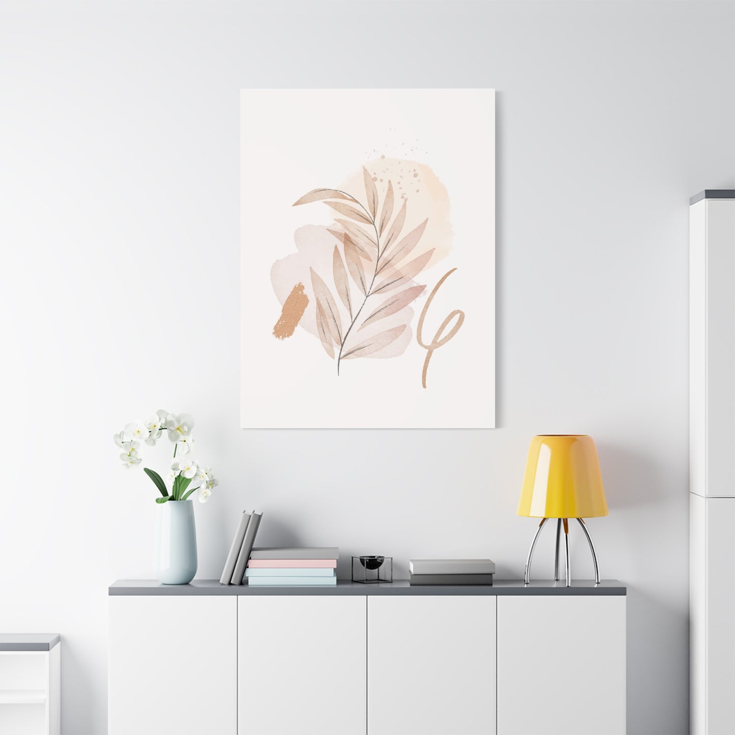 Abstract Earthy Florals Art Set 1.3- Matte Canvas Decor with Minimalist Leaf Design